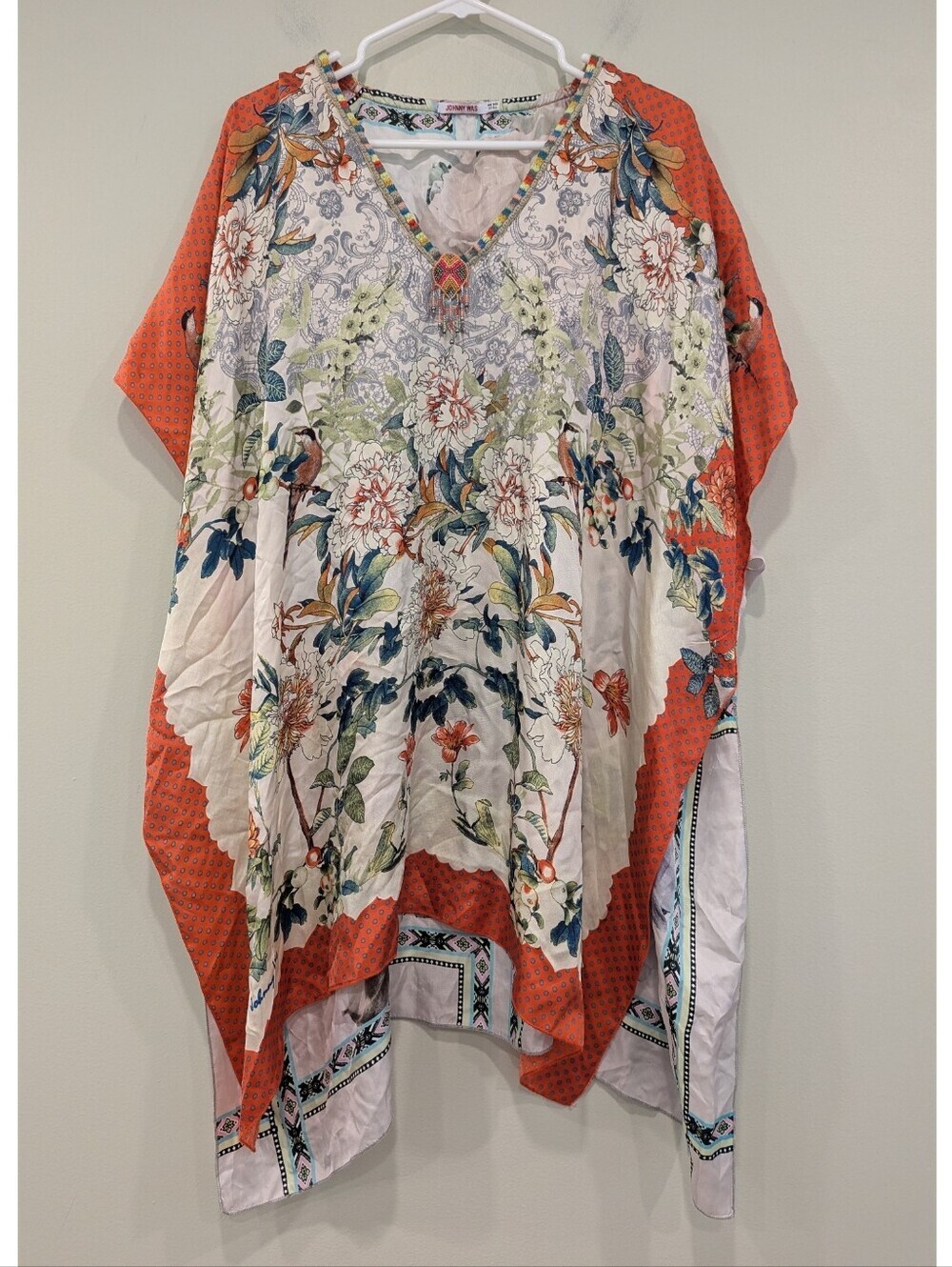 Johnny Was 100% Silk Floral Boho Poncho Tunic One Size